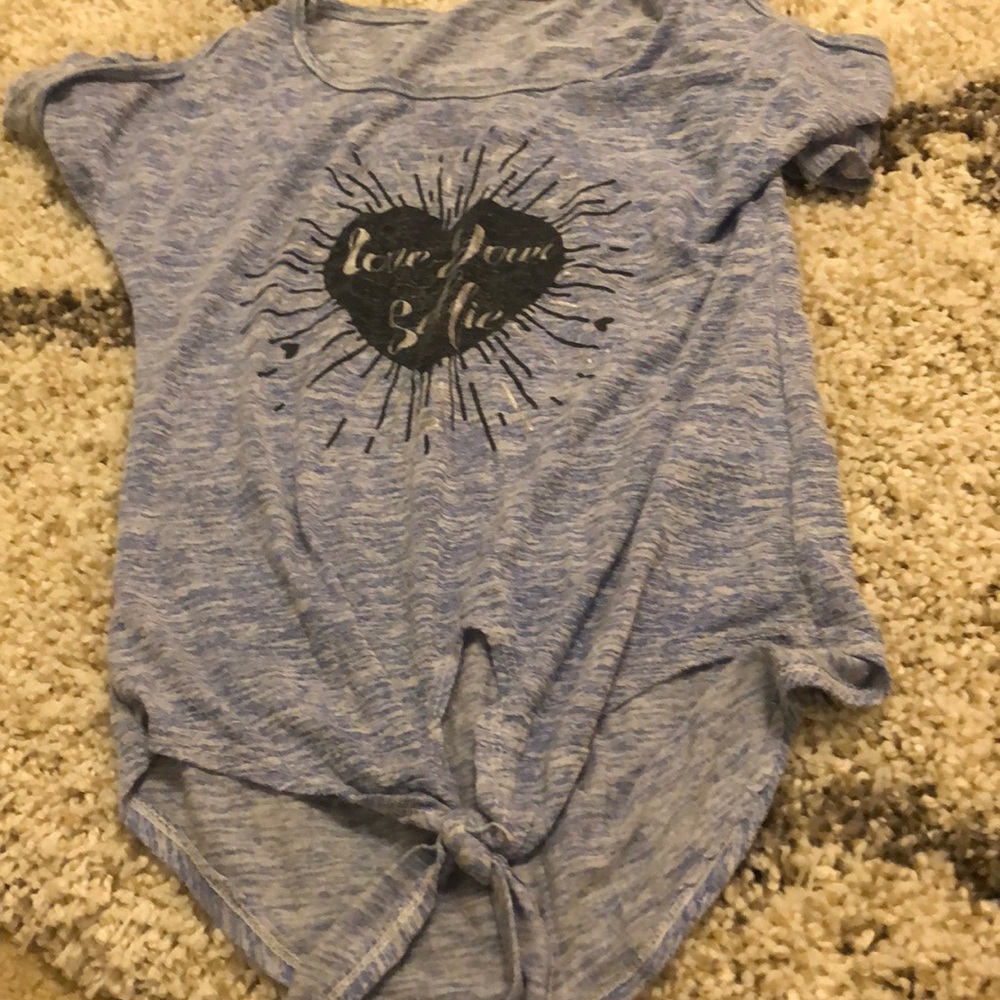 Blue cute cross bottom shirt